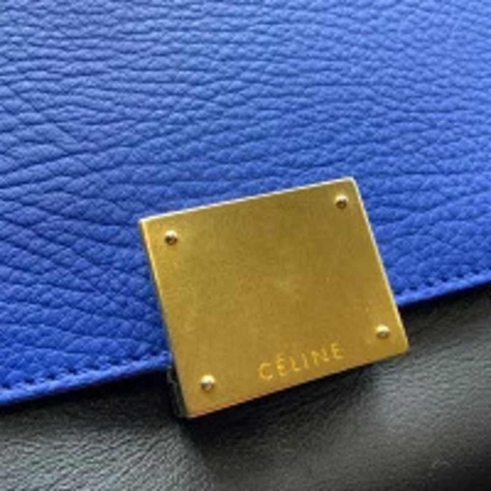 CELINE Trapeze Tricolor Blue Beige Black One Handle Shoulder Bag Handbag - Picture 11 of 13
